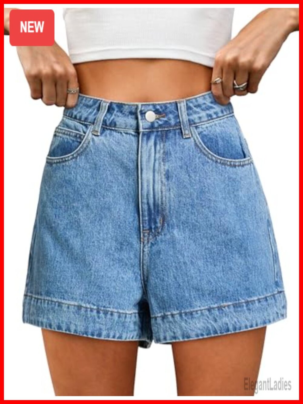 Women's Stretchy High Waist Distressed Bermuda Denim Shorts Ripped Raw Hem 5